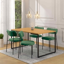 Conjunto Mesa de Jantar Porto e 4 Cadeiras Mila Fitmobel - Natura/Verde