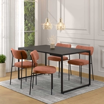 Conjunto Mesa de Jantar Porto e 4 Cadeiras Mila Fitmobel – Preto/Terracota