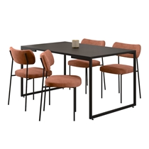 Conjunto Mesa de Jantar Porto e 4 Cadeiras Mila Fitmobel – Preto/Terracota