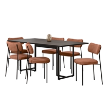 Conjunto Mesa de Jantar Seriema e 6 Cadeiras Mila Fitmobel – Preto/Terracota