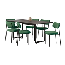 Conjunto Mesa de Jantar Seriema e 6 Cadeiras Mila Fitmobel - Preto/Verde