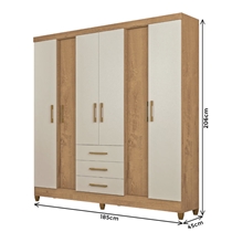 Guarda-Roupa Casal 6 Portas 3 Gavetas Atualle Durban