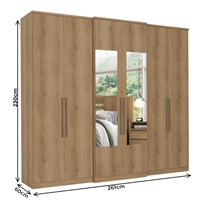 Guarda-Roupa Casal Glass 6 Portas 4 Gavetas THB Baviera