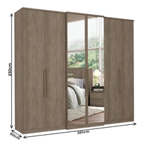 Guarda-Roupa Casal Full Glass 6 Portas 4 Gavetas THB Baviera