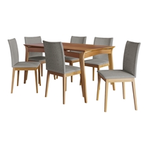 Conjunto Mesa de Jantar e 6 Cadeiras Rubi Dobuê – Imbuia/Neblina