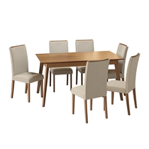 Conjunto Mesa de Jantar e 6 Cadeiras Topázio Dobuê - Imbuia/Areia