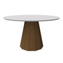 Mesa de Jantar 6 Lugares 100% MDF com Tampo de Vidro New Ceval Isis 135x135cm