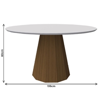 Mesa de Jantar 6 Lugares 100% MDF com Tampo de Vidro New Ceval Isis 135x135cm