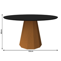 Mesa de Jantar 6 Lugares 100% MDF com Tampo de Vidro New Ceval Isis 135x135cm