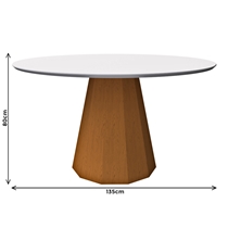 Mesa de Jantar 6 Lugares 100% MDF com Tampo de Vidro New Ceval Isis 135x135cm