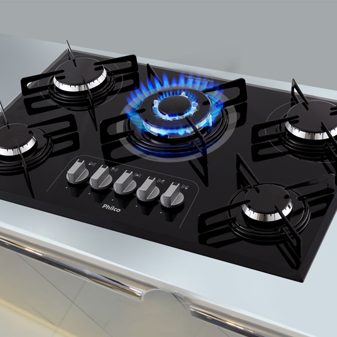 Cooktop 5 Bocas a Gás Philco Cook Chef Tripla Chama Schumann