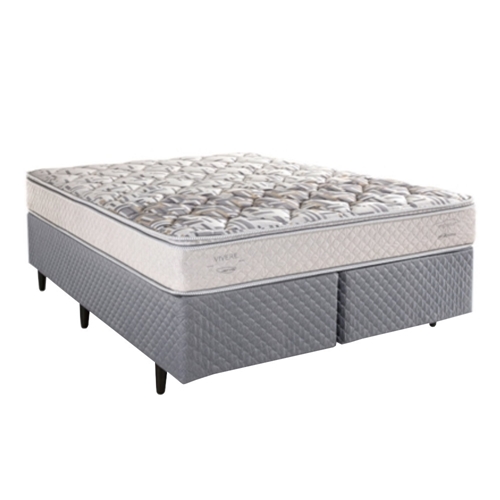 Cama Box King Herval C1604 193X203X64 Espuma - Branco/Cinza