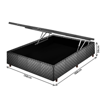 Base para Cama Box Casal com Baú Cristalflex Poliéster 138x188x36cm - Grafite