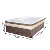 Cama Box Queen Cristalflex New Confort 158x198x65cm Molas Ensacadas - Branco/Marrom