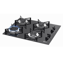 Cooktop 4 Bocas à Gás Fischer 1519-5713 com Mesa de Vidro e Acendimento Superautomático Preto - Bivolt