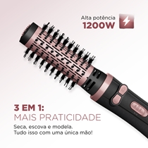 Escova Rotativa Mondial ERB01 1200W Preto/Golden Rose - Bivolt