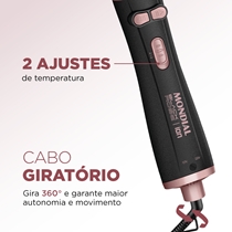 Escova Rotativa Mondial ERB01 1200W Preto/Golden Rose - Bivolt