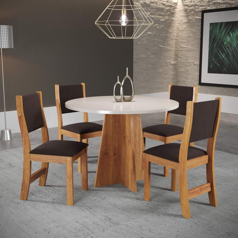 Conjunto Mesa De Jantar Slin Cadeiras Sol Viero Multisom