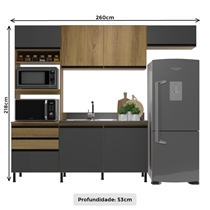 Cozinha Compacta 2,6m 7 Portas e 2 Gavetas Indekes Pérola