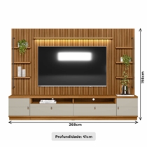 Rack com Painel e 2 Módulos Laterais para TV até 75 Polegadas Linea Brasil Ouro Preto