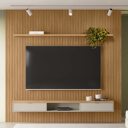 Painel para TV até 75 Polegadas 2,5m Linea Brasil Ripado Modular