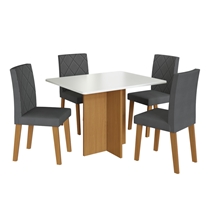 Conjunto Mesa de Jantar Mônaco e 4 Cadeiras Dubai Indekes – Freijó/Off White/Grafite