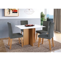 Conjunto Mesa de Jantar Mônaco e 4 Cadeiras Dubai Indekes – Freijó/Off White/Grafite