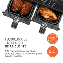 Fritadeira Air Fryer Dual Mondial AFD-01-BI 8 Litros 2000W Preto/Inox