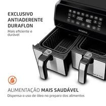 Fritadeira Air Fryer Dual Mondial AFD-01-BI 8 Litros 2000W Preto/Inox