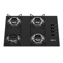 Cooktop 4 Bocas a Gás Clarice com Mesa em Vidro Temperado Preto – Bivolt