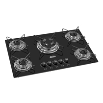 Cooktop 5 Bocas a Gás Clarice Tripla Chama com Mesa em Vidro Temperado Preto – Bivolt