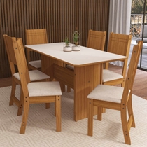 Conjunto Mesa de Jantar e 6 Cadeiras Evora Indekes