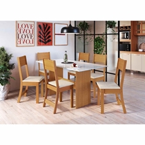 Conjunto Mesa de Jantar e 6 Cadeiras Karla Indekes