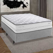 Cama Box Casal Herval C1721 138x188x65cm Molas Ensacadas - Cinza/Branco