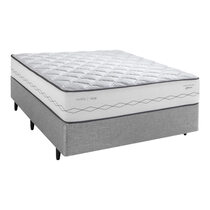 Cama Box Casal Herval C1721 138x188x65cm Molas Ensacadas - Cinza/Branco