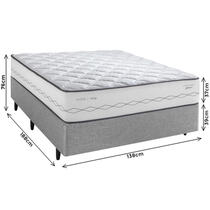 Cama Box Casal Herval C1721 138x188x65cm Molas Ensacadas - Cinza/Branco