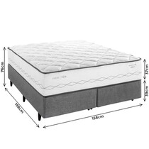 Cama Box Queen Herval C1721 158x198x65cm Molas Ensacadas - Cinza/Branco