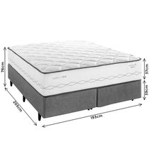 Cama Box King Herval C1721 193x203x65cm Molas Ensacadas - Cinza/Branco