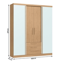 Guarda-Roupa Casal 4 Portas 3 Gavetas Castro Bravo New