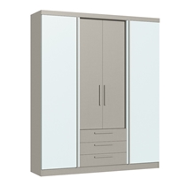 Guarda-Roupa Casal 4 Portas 3 Gavetas Castro Bravo New