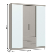 Guarda-Roupa Casal 4 Portas 3 Gavetas Castro Bravo New