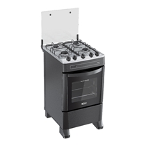 Fogão 4 Bocas Clarice Vitale com Mesa em Aço Inox e Acendimento Automático Preto - Bivolt