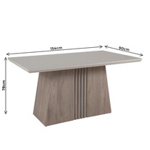 Mesa de Jantar 6 Lugares com Tampo de Vidro Madetal Toquio 90x154cm