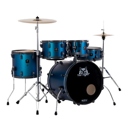 Bateria Acústica Odery The Tiger Bumbo 22” com Banco Prato e Baquetas