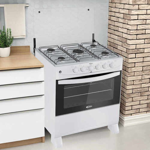 Fogão 5 Bocas Clarice Delicato Plus com Mesa de Inox Branco - Bivolt