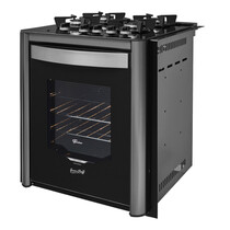 Fogão de Embutir 4 Bocas Fischer Gran Cheff com Mesa de Vidro e Grill Preto