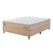 Cama Box Queen Mannes Confidence Linho 158x198x62cm Mola Multispiral - Bege