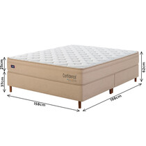 Cama Box Queen Mannes Confidence Linho 158x198x62cm Mola Multispiral - Bege