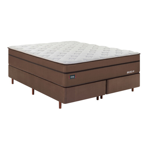 Cama Box Queen Mannes Bruxelas Suede 158x198x73cm Mola Multispiral - Marrom