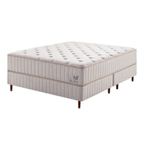 Cama Box Queen Mannes Pull Linho 158x198x71cm Molas Ensacadas - Cinza